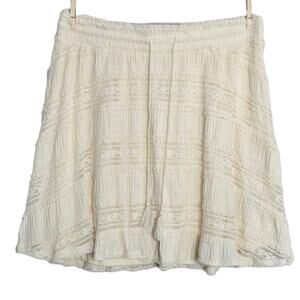 Torrid Mini Lace Smocked Waist Skater Skirt Ivory Size 2 2X 18 20 Pull On Cream